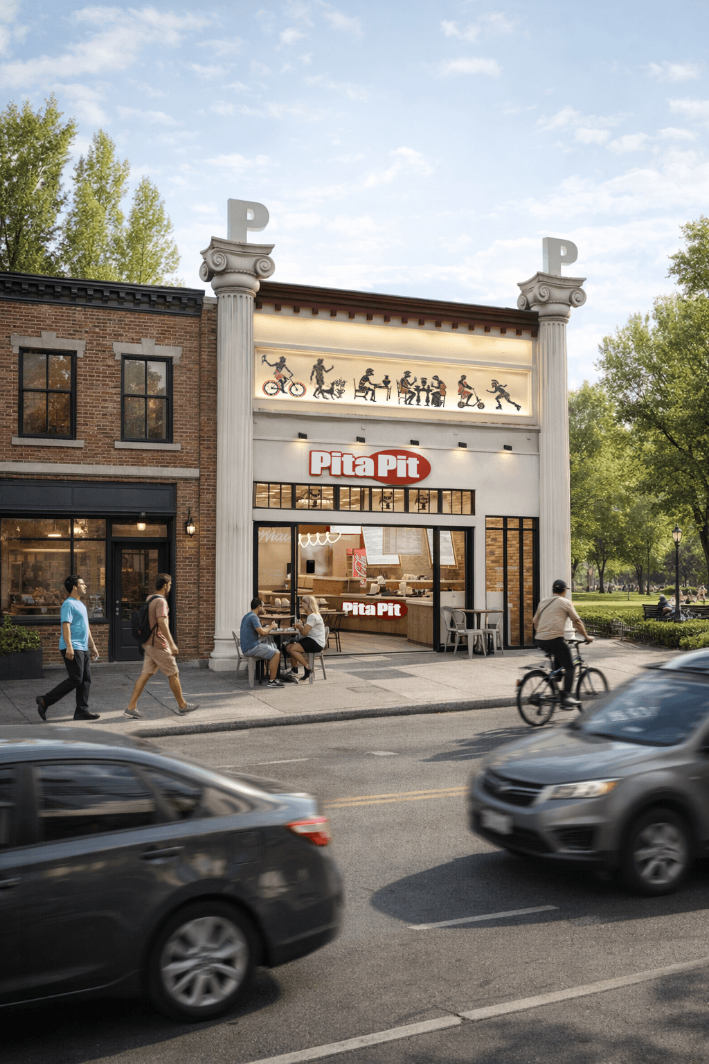 Modern Pita Pit restaurant storefront